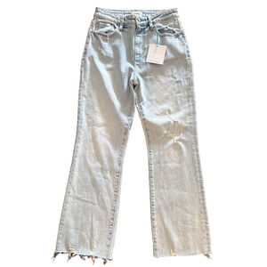 Pistola Charlie High Rise Straight Leg Frayed Hem Denim Distressed Jeans Size 26